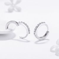 Style Simple Rond Argent Placage Incruster Zircon Des Boucles D'oreilles 1 Paire main image 4