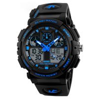 Sports Color Block Single Folding Buckle Electronic Men's Watches sku image 3