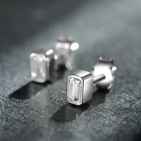 Simple Style Square Silver Plating Inlay Zircon Ear Studs 1 Pair main image 4