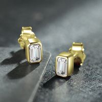 Simple Style Square Silver Plating Inlay Zircon Ear Studs 1 Pair main image 5