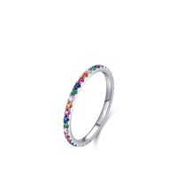 Mode Rond Argent Placage Incruster Zircon Anneaux 1 Pièce sku image 2