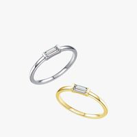 Simple Style Rectangle Silver Plating Inlay Zircon Rings 1 Piece main image 1