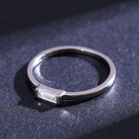 Simple Style Rectangle Silver Plating Inlay Zircon Rings 1 Piece main image 4