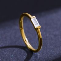 Simple Style Rectangle Silver Plating Inlay Zircon Rings 1 Piece main image 5