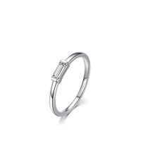 Simple Style Rectangle Silver Plating Inlay Zircon Rings 1 Piece sku image 1