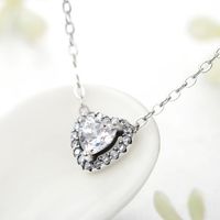 Simple Style Heart Shape Silver Plating Inlay Zircon Necklace 1 Piece main image 5