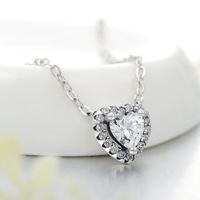 Simple Style Heart Shape Silver Plating Inlay Zircon Necklace 1 Piece main image 6