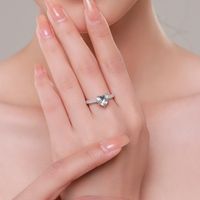 Fashion Heart Shape Silver Plating Inlay Zircon Rings 1 Piece main image 4