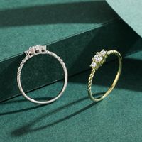 Fashion Twist Silver Plating Inlay Zircon Rings 1 Piece main image 3