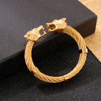 Hip-hop Wolf Stainless Steel Plating Bangle 1 Piece main image 3