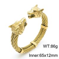 Hip-hop Wolf Stainless Steel Plating Bangle 1 Piece sku image 6