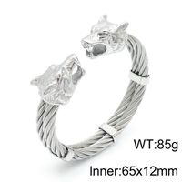 Hip-hop Wolf Stainless Steel Plating Bangle 1 Piece sku image 4