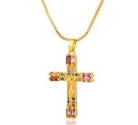 Hip-hop Cross Copper Gold Plated Zircon Pendant Necklace sku image 4