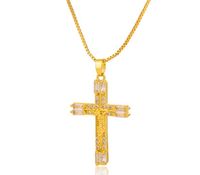 Hip-hop Cross Copper Gold Plated Zircon Pendant Necklace sku image 3