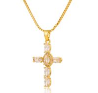 Hip-hop Cross Copper Gold Plated Zircon Pendant Necklace sku image 1
