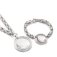 Fashion New Stainless Steel Single-piece Chain Round Multi-color Glass Stone Female Bracelet And Necklace Set sku image 38