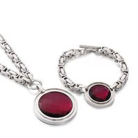 Fashion New Stainless Steel Single-piece Chain Round Multi-color Glass Stone Female Bracelet And Necklace Set sku image 37