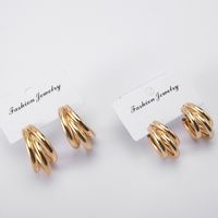 Fashion Solid Color Metal Plating Hollow Out Women's Ear Studs 1 Pair sku image 2