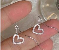 Moda Forma De Corazón Plata Enchapado Ahuecar Embutido Circón Línea Del Oído 1 Par main image 2