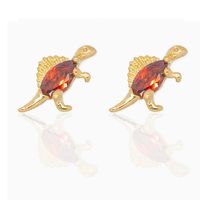 1 Pair Casual Dinosaur Copper Metal Inlay Zircon Ear Studs sku image 5