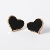 1 Pair Sweet Simple Style Classic Style Heart Shape Alloy Enamel Gold Plated Women's Ear Studs sku image 3