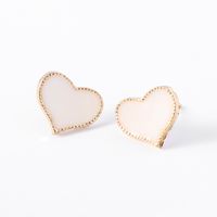 1 Pair Sweet Simple Style Classic Style Heart Shape Alloy Enamel Gold Plated Women's Ear Studs sku image 1