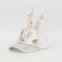 Children Unisex Cute Bunny Ears Sequins Curved Eaves Ivy Cap sku image 4