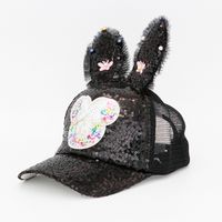 Children Unisex Cute Bunny Ears Sequins Curved Eaves Ivy Cap sku image 6