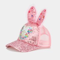Children Unisex Cute Bunny Ears Sequins Curved Eaves Ivy Cap sku image 5