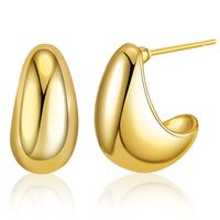 Simple Style C Shape Pea Gold Plated Brass Ear Studs 1 Pair sku image 1