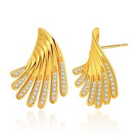 Fashion Wings Gold Plated Brass Inlay Zircon Ear Studs 1 Pair sku image 1
