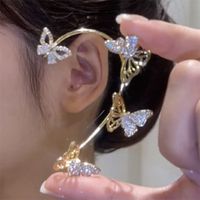 Fashion Star Butterfly Snowflake Copper Rhinestones Ear Clips 1 Piece sku image 22
