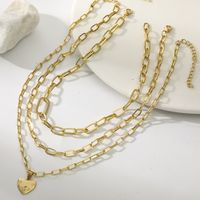 Fashion Heart Shape Lock Alloy Plating Birthday Women's Layered Necklaces 1 Set main image 3