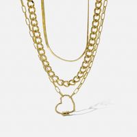 Fashion Heart Shape Lock Alloy Plating Birthday Women's Layered Necklaces 1 Set main image 5