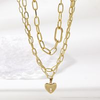 Fashion Heart Shape Lock Alloy Plating Birthday Women's Layered Necklaces 1 Set sku image 3