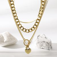 Fashion Heart Shape Lock Alloy Plating Birthday Women's Layered Necklaces 1 Set sku image 4