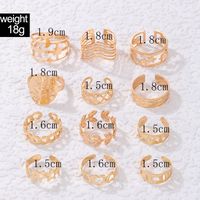 Simple Style Leaf Star Heart Shape Alloy Plating Hollow Out Women's Open Ring 12 Pieces main image 6