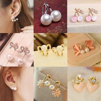 Korean Fashion  Popular Cute Environmental Protection Color Electroplated Pearl Cat Eye Multi-element Earrings Nihaojewelry Wholesale sku image 5