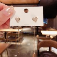 Simple Style Heart Shape Alloy Inlay Rhinestones Women's Drop Earrings 1 Pair sku image 4