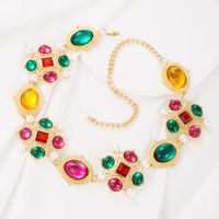 Vintage Style Geometric Alloy Patchwork Artificial Pearls Resin Women's Choker 1 Piece sku image 1
