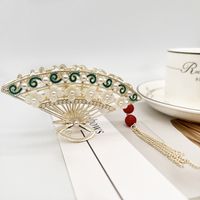Elegante Mode Tier Blume Metall Quaste Künstliche Edelsteine Künstliche Perlen Haars Pange sku image 5