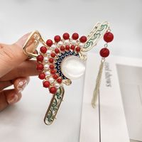 Elegante Mode Tier Blume Metall Quaste Künstliche Edelsteine Künstliche Perlen Haars Pange sku image 19