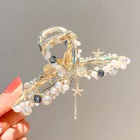 Elegante Mode Tier Blume Metall Quaste Künstliche Edelsteine Künstliche Perlen Haars Pange main image 5