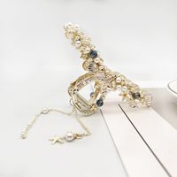 Elegante Mode Tier Blume Metall Quaste Künstliche Edelsteine Künstliche Perlen Haars Pange main image 3