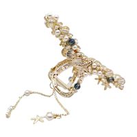 Elegante Mode Tier Blume Metall Quaste Künstliche Edelsteine Künstliche Perlen Haars Pange main image 4