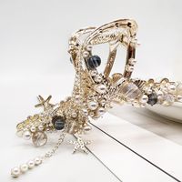Elegante Mode Tier Blume Metall Quaste Künstliche Edelsteine Künstliche Perlen Haars Pange main image 2