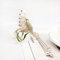 Elegant Fashion Animal Flower Metal Tassel Artificial Gemstones Artificial Pearls Hair Clip sku image 8