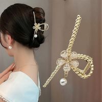 Elegante Mode Tier Blume Metall Quaste Künstliche Edelsteine Künstliche Perlen Haars Pange sku image 27