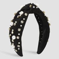 Fashion Bow Knot Cloth Handmade Artificial Pearls Rhinestones Hair Band 1 Piece main image 4