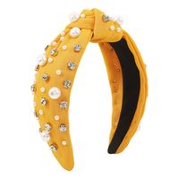 Fashion Bow Knot Cloth Handmade Artificial Pearls Rhinestones Hair Band 1 Piece sku image 6
